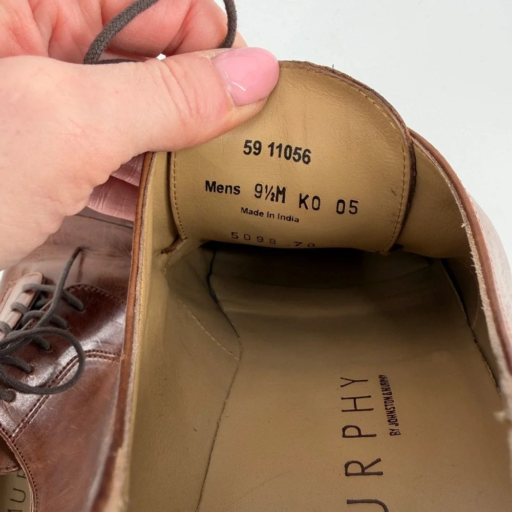 J. Murphy Johnston & Murphy Cap Toe Derby Mens 9.5‎ Brown Leather Classic Office